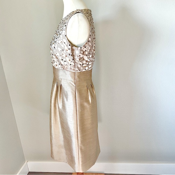 Tahari Gold Metallic Sequin Beaded Dress 4/6 - Picture 4 of 8